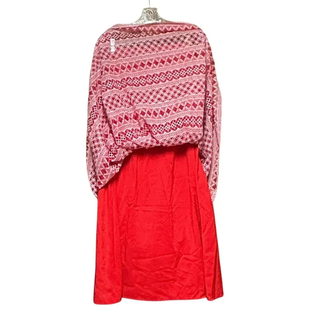 Antonio Melani Belted High Waisted Maxi Skirt Cherry Blossom Red White 0